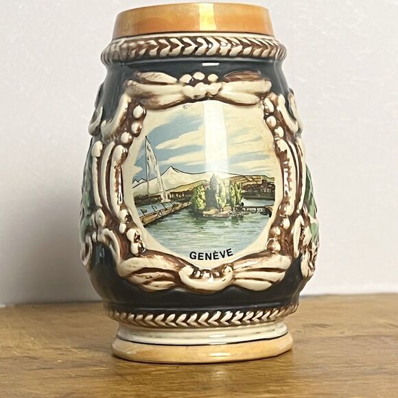 GENEVE GERMAN COLLECTIBLE BEER STEIN MUG VINTAGE RARE - BEAUTIFUL - SEE PICS - Picture 5 of 6